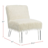Faux Sheepskin Upholstered Accent Chair with Acrylic Legs, White