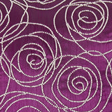 Faux Silk Cotton Pillow with Pearl Beads, Purple and Silver,