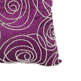 Faux Silk Cotton Pillow with Pearl Beads, Purple and Silver,