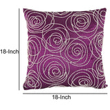 Faux Silk Cotton Pillow with Pearl Beads, Purple and Silver,