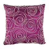 Faux Silk Cotton Pillow with Pearl Beads, Purple and Silver,