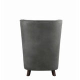 Faux leather Upholstered Wooden Accent Chair with Channel Tufting, Dark Gray and Brown
