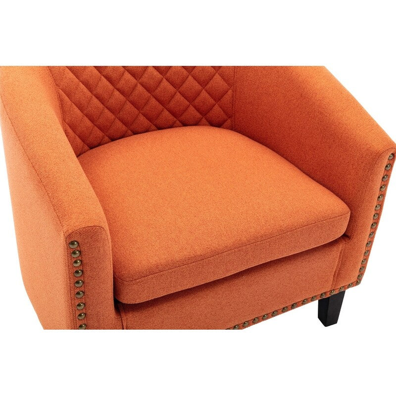 Faux leather bucket chairs, bathtub chairs with nail heads and solid wood legs
