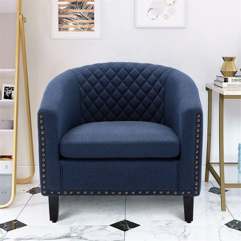 Faux leather bucket chairs, bathtub chairs with nail heads and solid wood legs