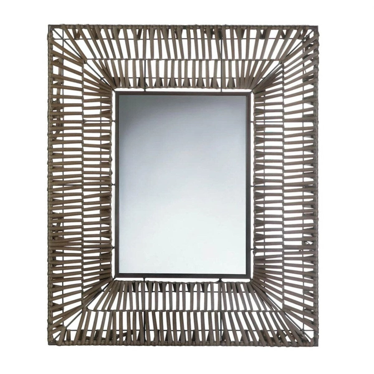Faux ratten rectangular wall mirror - Brown
