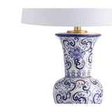 Faye 28.5" Chinoiserie LED Table Lamp, Blue/White by JONATHAN Y