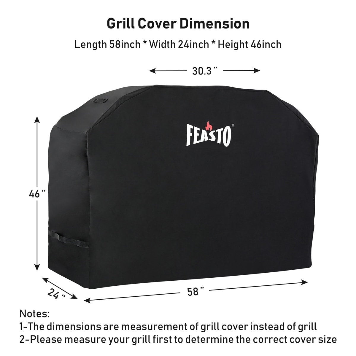 Feasto 55"-72" Heavy Duty BBQ Grill Cover for Outdoor Grill