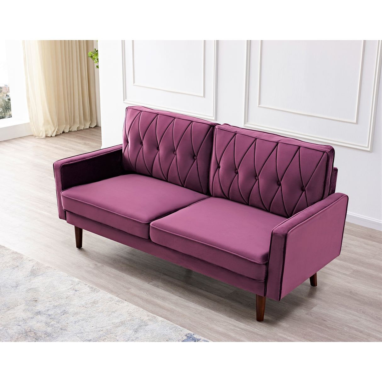 Feemster 69.3" Wide Velvet Tufted Cushion Back Sofa