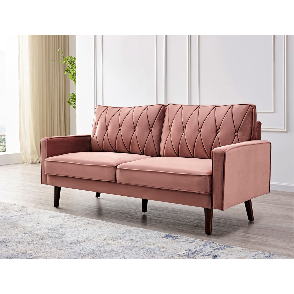 Feemster 69.3" Wide Velvet Tufted Cushion Back Sofa