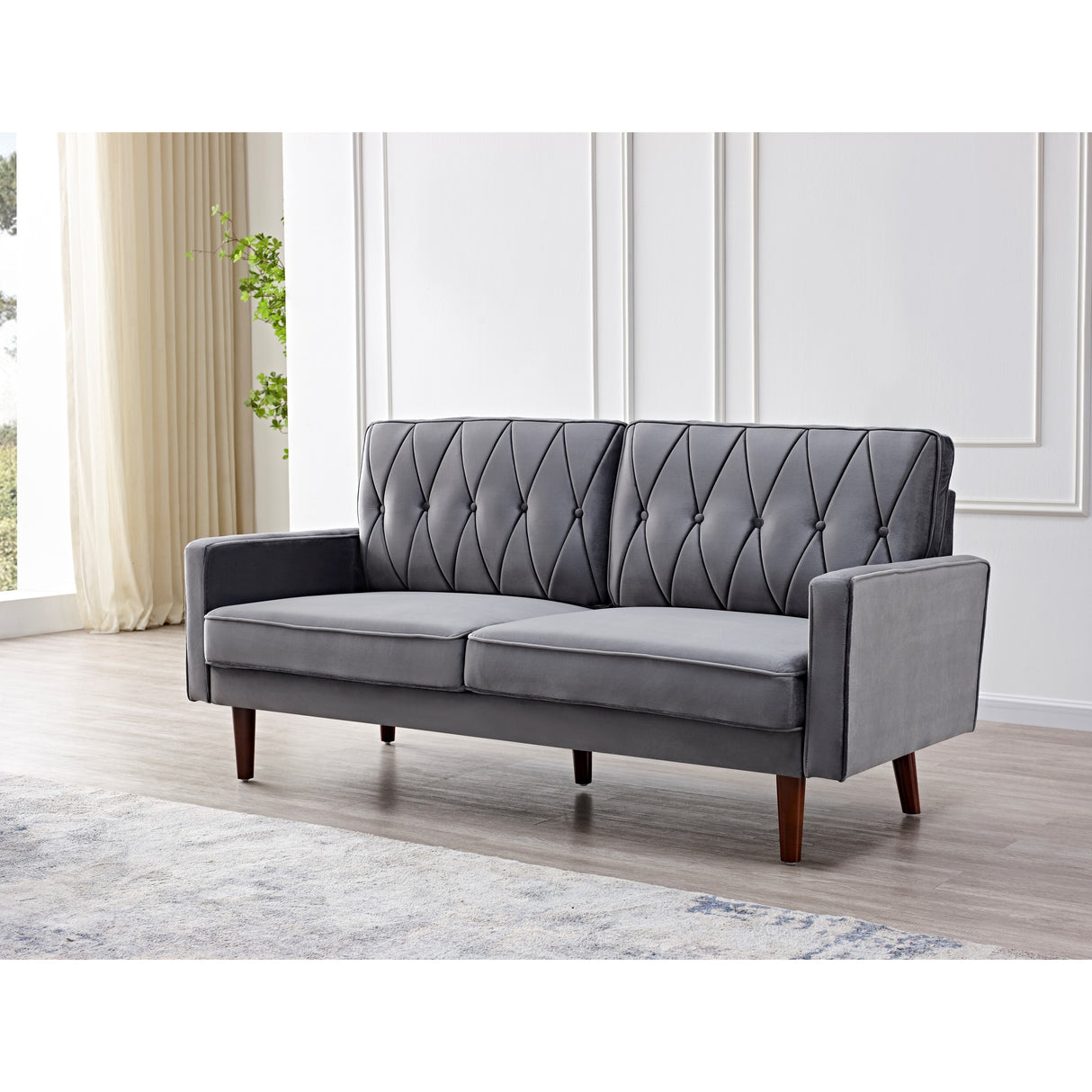 Feemster 69.3" Wide Velvet Tufted Cushion Back Sofa