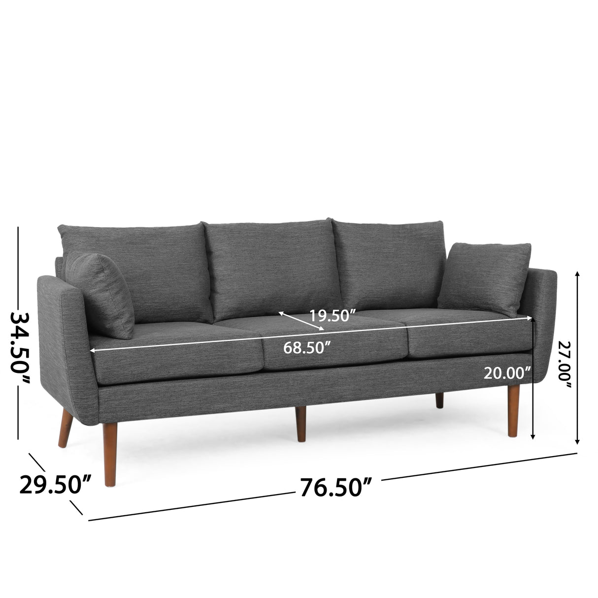 Feichko Pillow Back 3 Seater Sofa by Christopher Knight Home