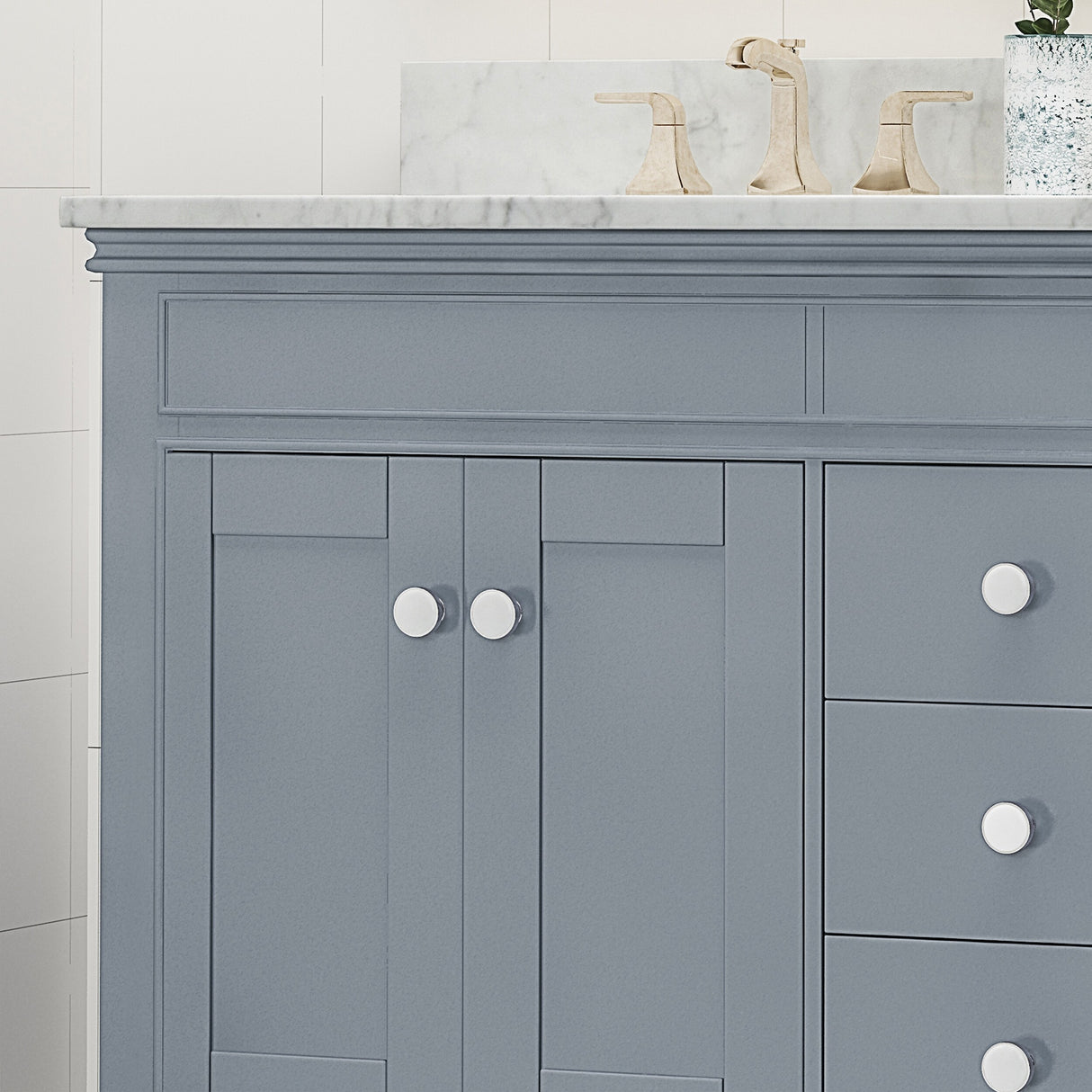 Feldspar 60'' Wood Double Sink Bathroom Vanity with Carrera Marble Top by Christopher Knight Home