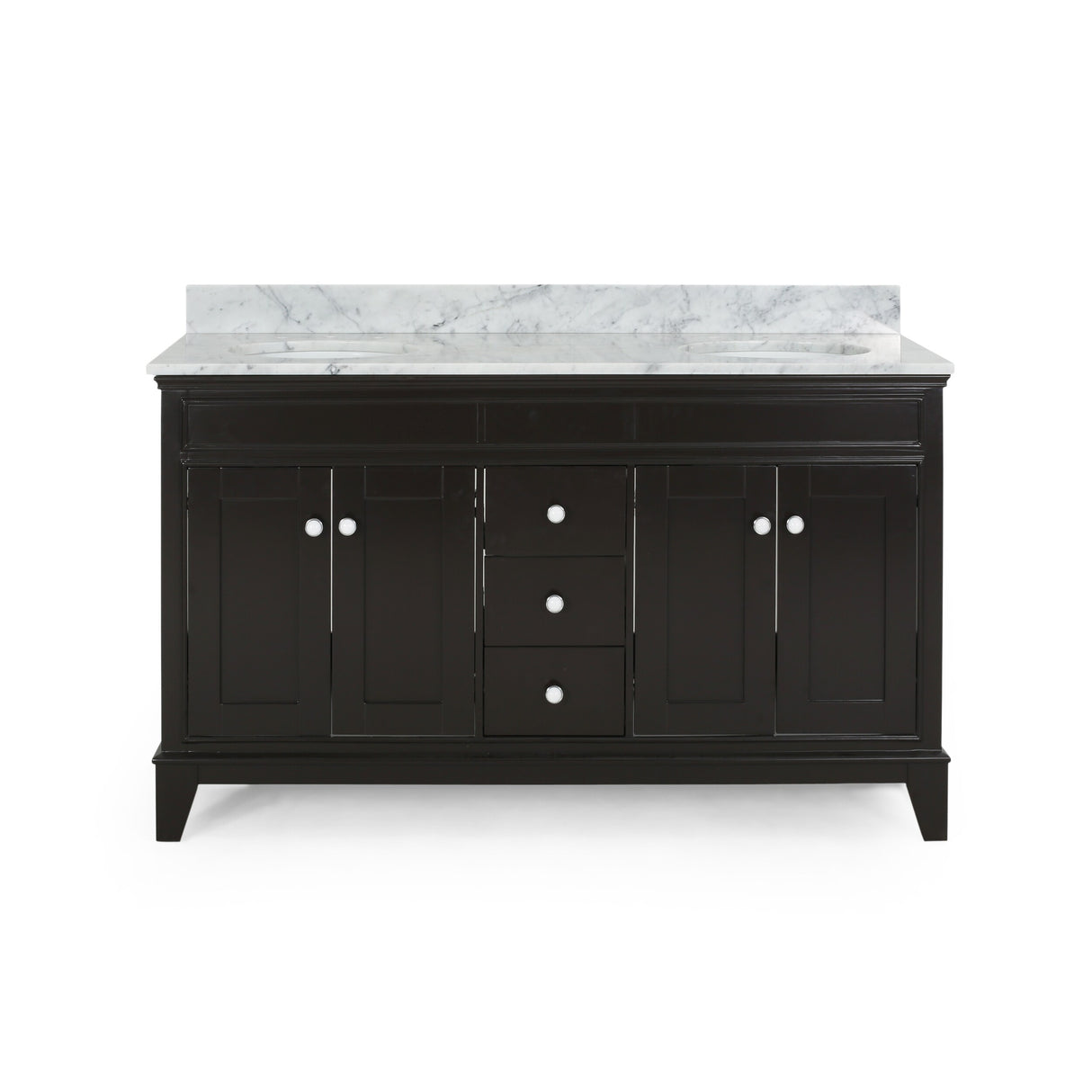 Feldspar 60'' Wood Double Sink Bathroom Vanity with Carrera Marble Top by Christopher Knight Home