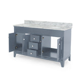 Feldspar 60'' Wood Double Sink Bathroom Vanity with Carrera Marble Top by Christopher Knight Home