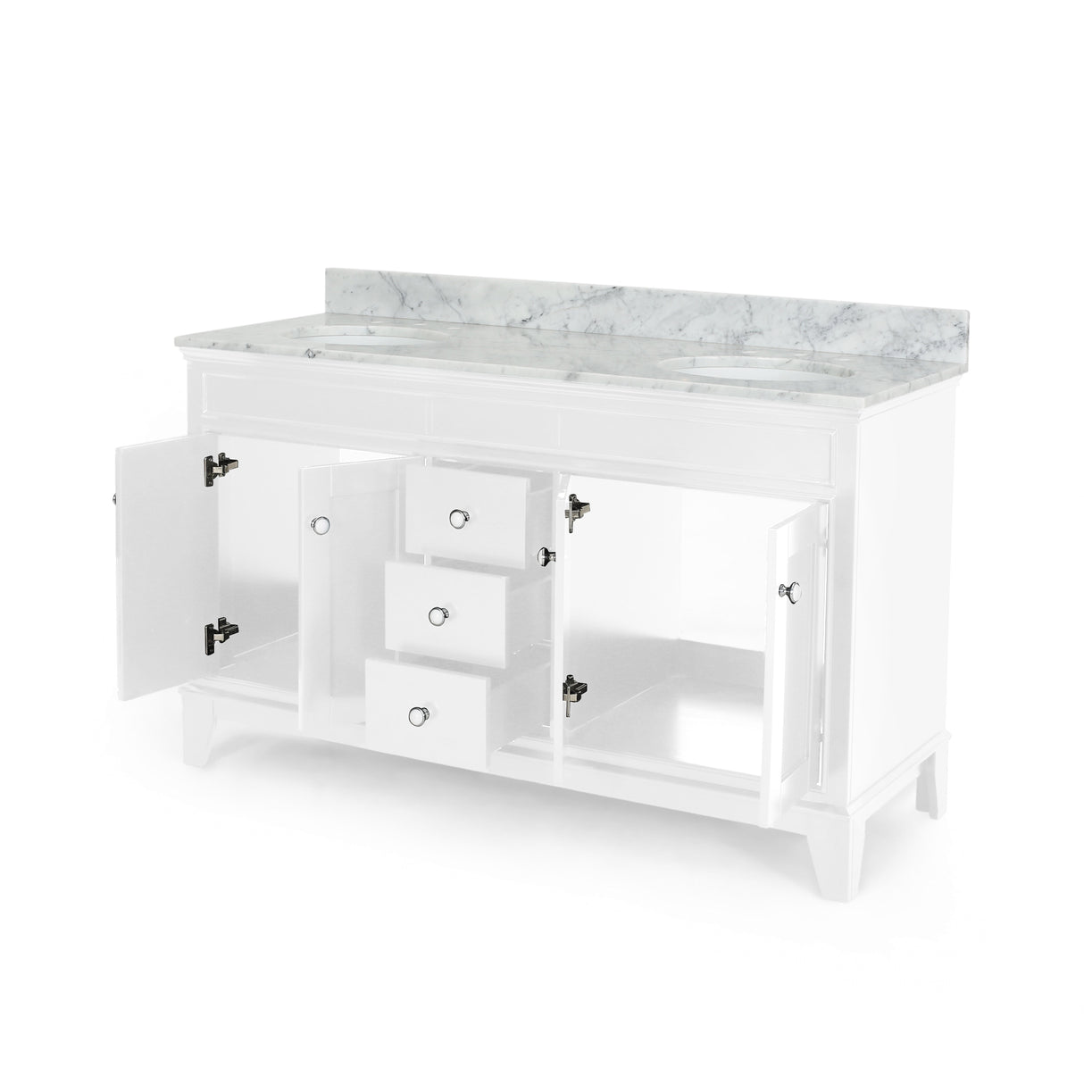 Feldspar 60'' Wood Double Sink Bathroom Vanity with Carrera Marble Top by Christopher Knight Home