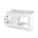 Feldspar 60'' Wood Double Sink Bathroom Vanity with Carrera Marble Top by Christopher Knight Home