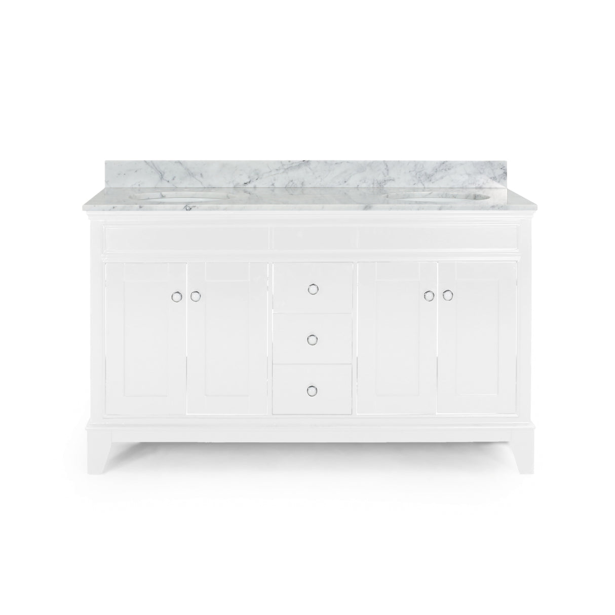 Feldspar 60'' Wood Double Sink Bathroom Vanity with Carrera Marble Top by Christopher Knight Home