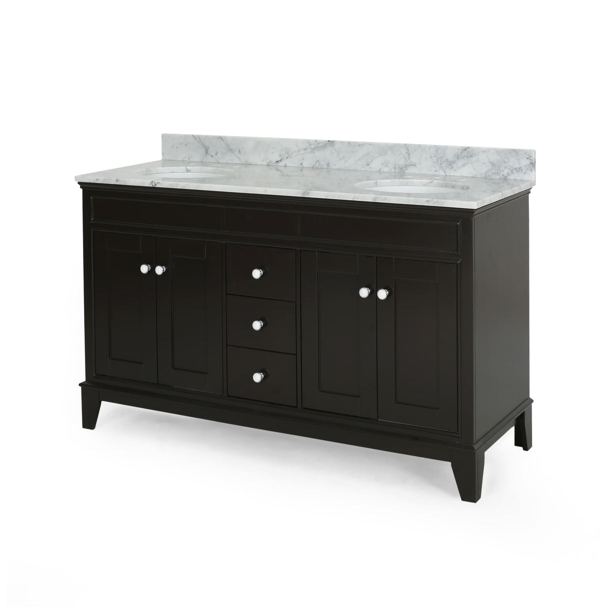 Feldspar 60'' Wood Double Sink Bathroom Vanity with Carrera Marble Top by Christopher Knight Home