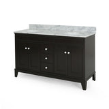 Feldspar 60'' Wood Double Sink Bathroom Vanity with Carrera Marble Top by Christopher Knight Home