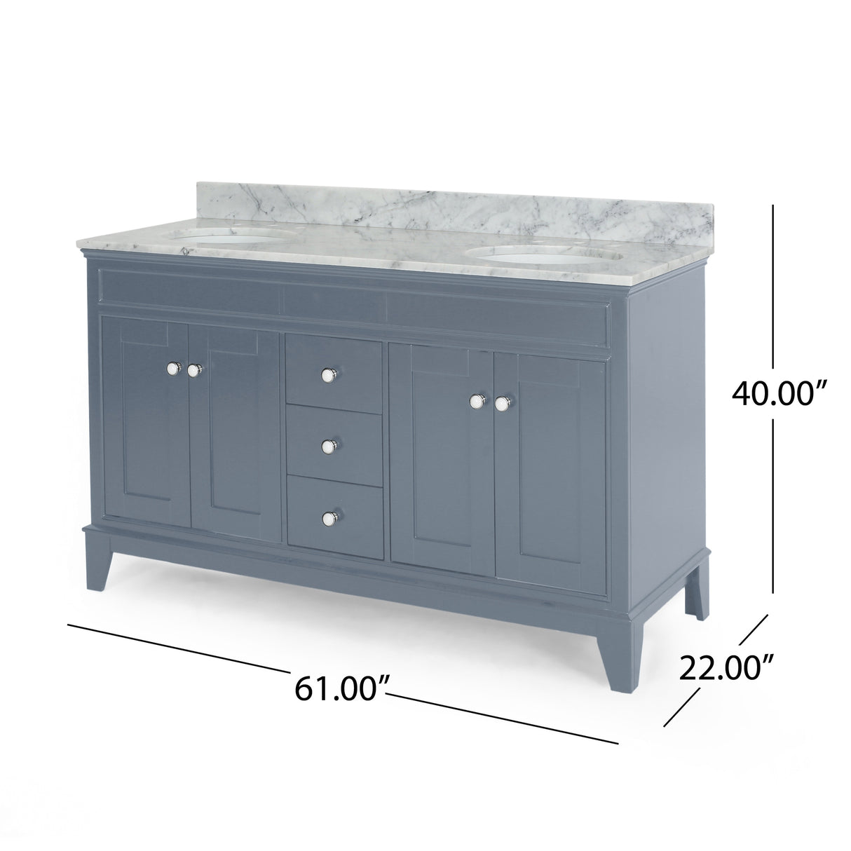 Feldspar 60'' Wood Double Sink Bathroom Vanity with Carrera Marble Top by Christopher Knight Home