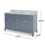 Feldspar 60'' Wood Double Sink Bathroom Vanity with Carrera Marble Top by Christopher Knight Home
