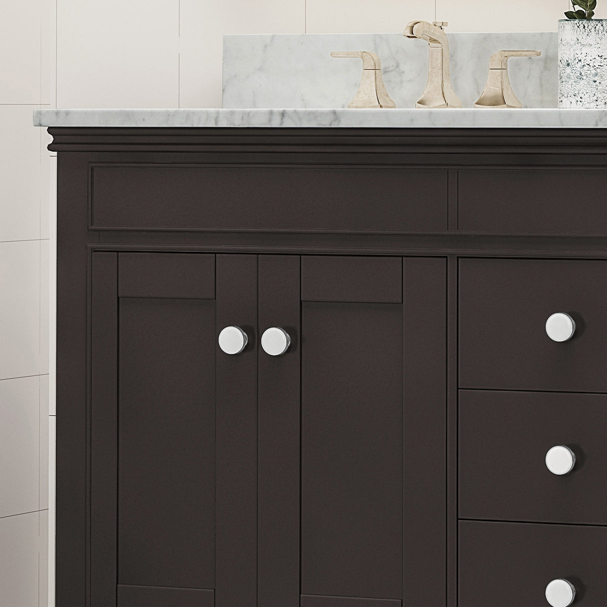 Feldspar 60'' Wood Double Sink Bathroom Vanity with Carrera Marble Top by Christopher Knight Home