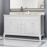 Feldspar 60'' Wood Double Sink Bathroom Vanity with Carrera Marble Top by Christopher Knight Home