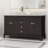 Feldspar 60'' Wood Double Sink Bathroom Vanity with Carrera Marble Top by Christopher Knight Home