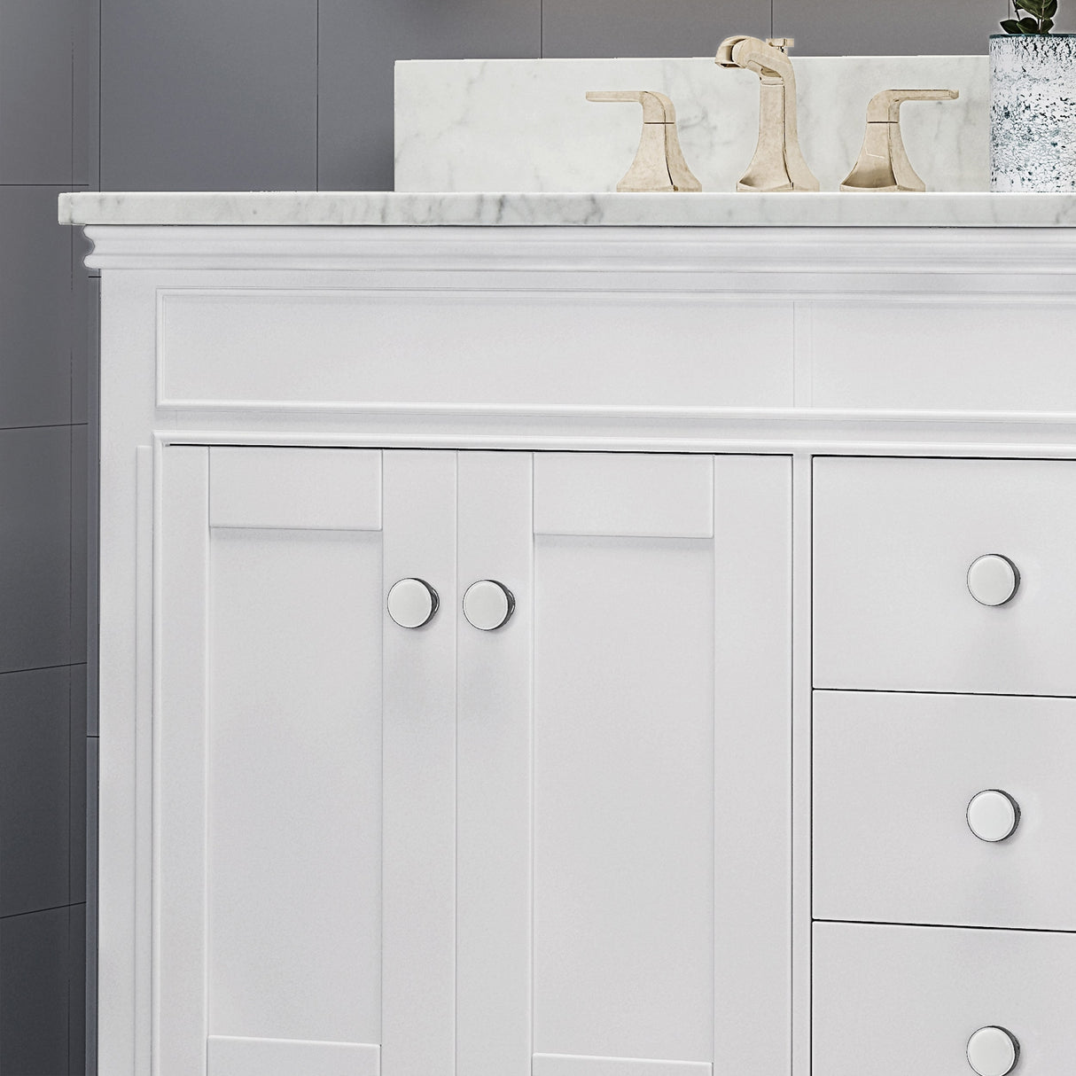 Feldspar 60'' Wood Double Sink Bathroom Vanity with Carrera Marble Top by Christopher Knight Home