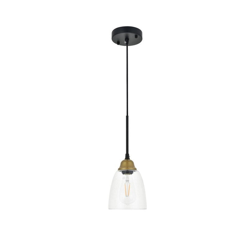 Felicity 1 light brass and black Pendant - Exact Size