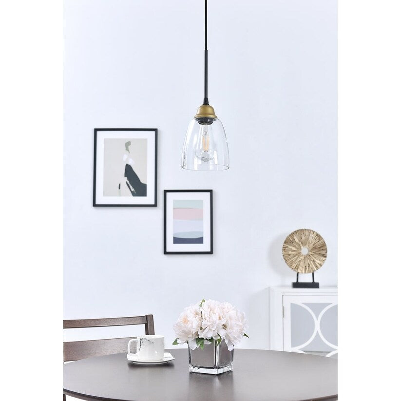 Felicity 1 light brass and black Pendant - Exact Size