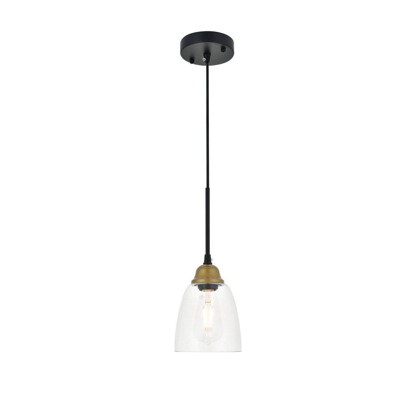 Felicity 1 light brass and black Pendant - Exact Size
