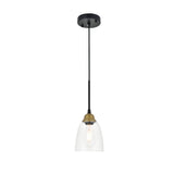Felicity 1 light brass and black Pendant - Exact Size