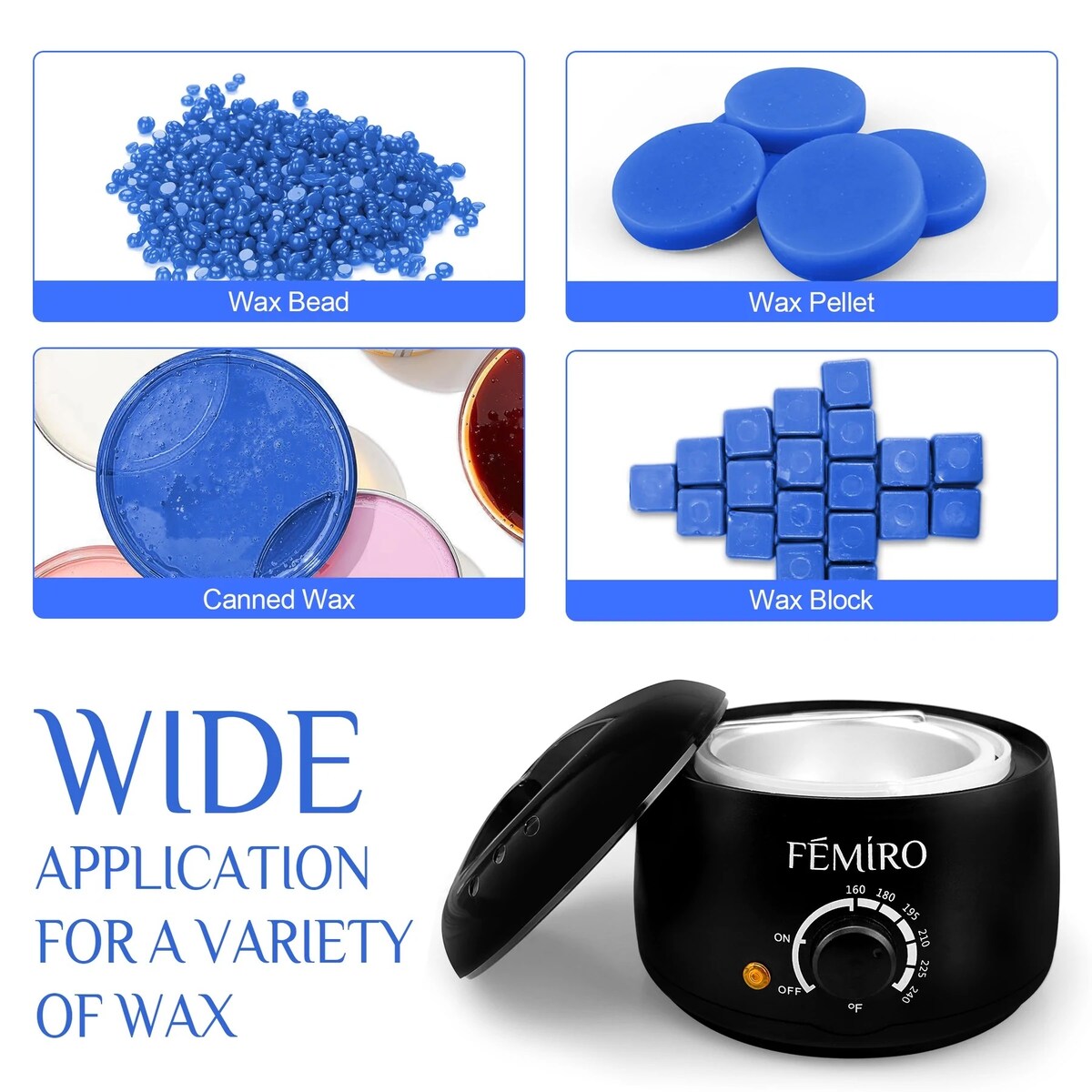 Femiro Complete Home Waxing Kit with 4 Bags of Wax Beads, Pre & Post Wax Spray, Silicone Wax Pot, Applicator Sticks