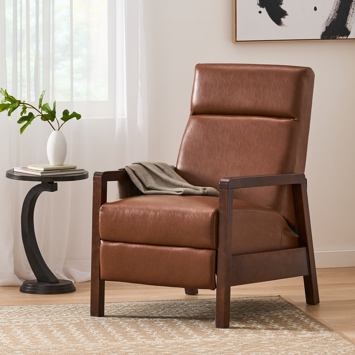 Fernhill Faux Leather Upholstered Pushback Recliner by Christopher Knight Home