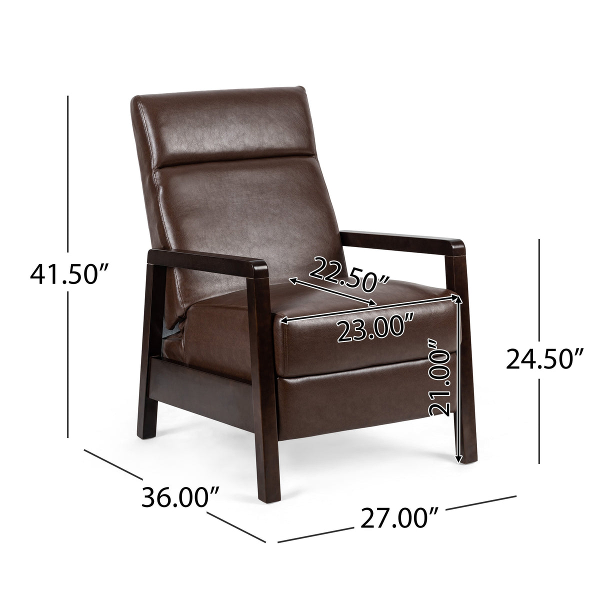 Fernhill Faux Leather Upholstered Pushback Recliner by Christopher Knight Home
