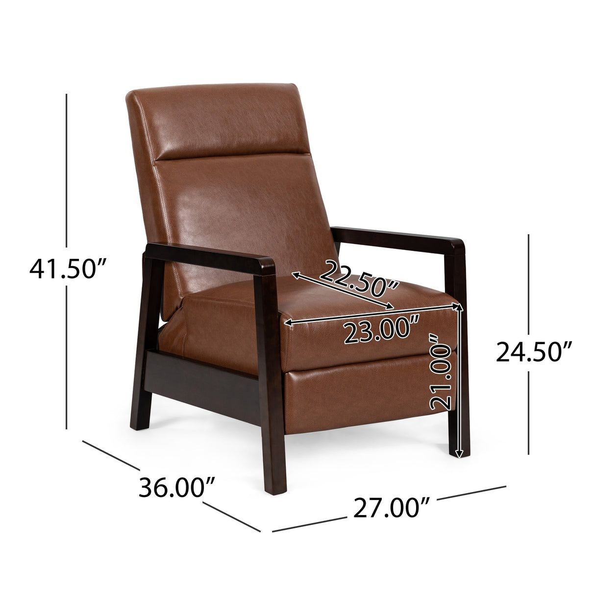 Fernhill Faux Leather Upholstered Pushback Recliner by Christopher Knight Home