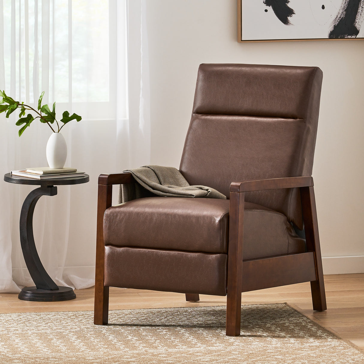 Fernhill Faux Leather Upholstered Pushback Recliner by Christopher Knight Home