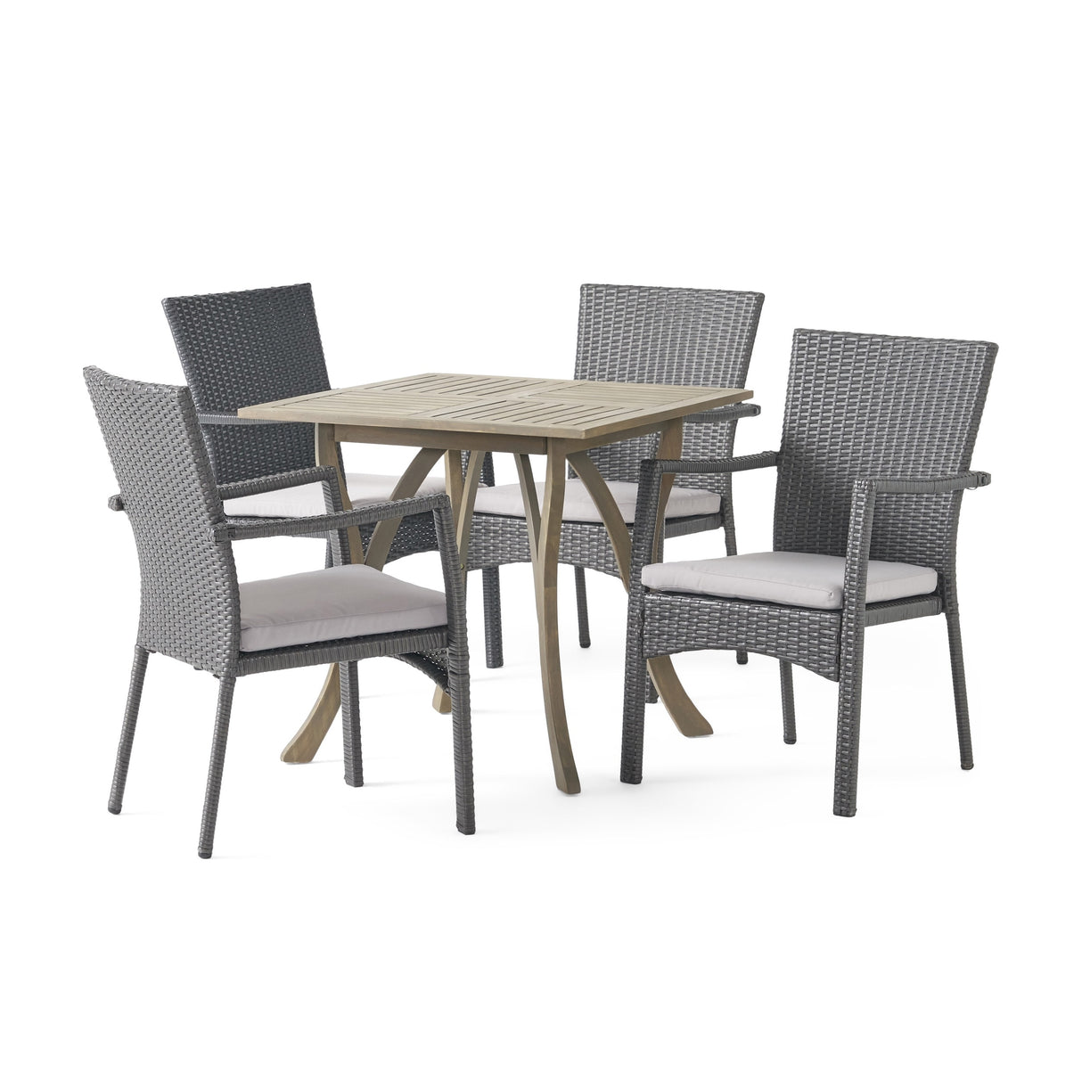 Ferris Acacia Wood and Wicker 5-piece Dining Set by Christopher Knight Home
