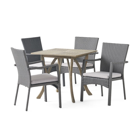 Ferris Acacia Wood and Wicker 5-piece Dining Set by Christopher Knight Home