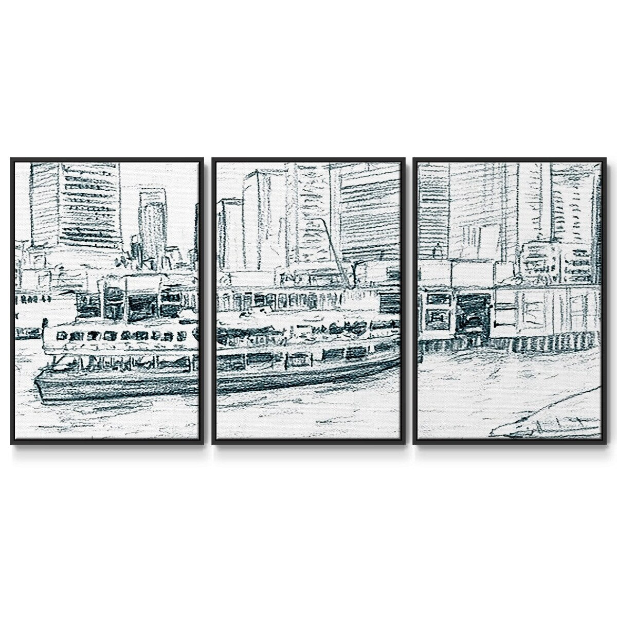 Ferryboats IV - Multi Piece Framed Canvas