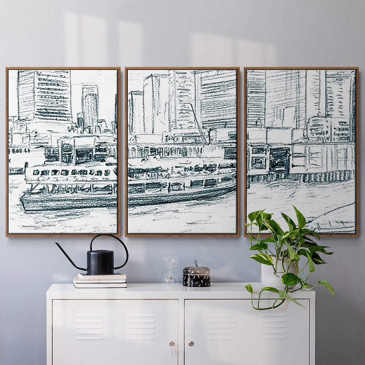 Ferryboats IV - Multi Piece Framed Canvas