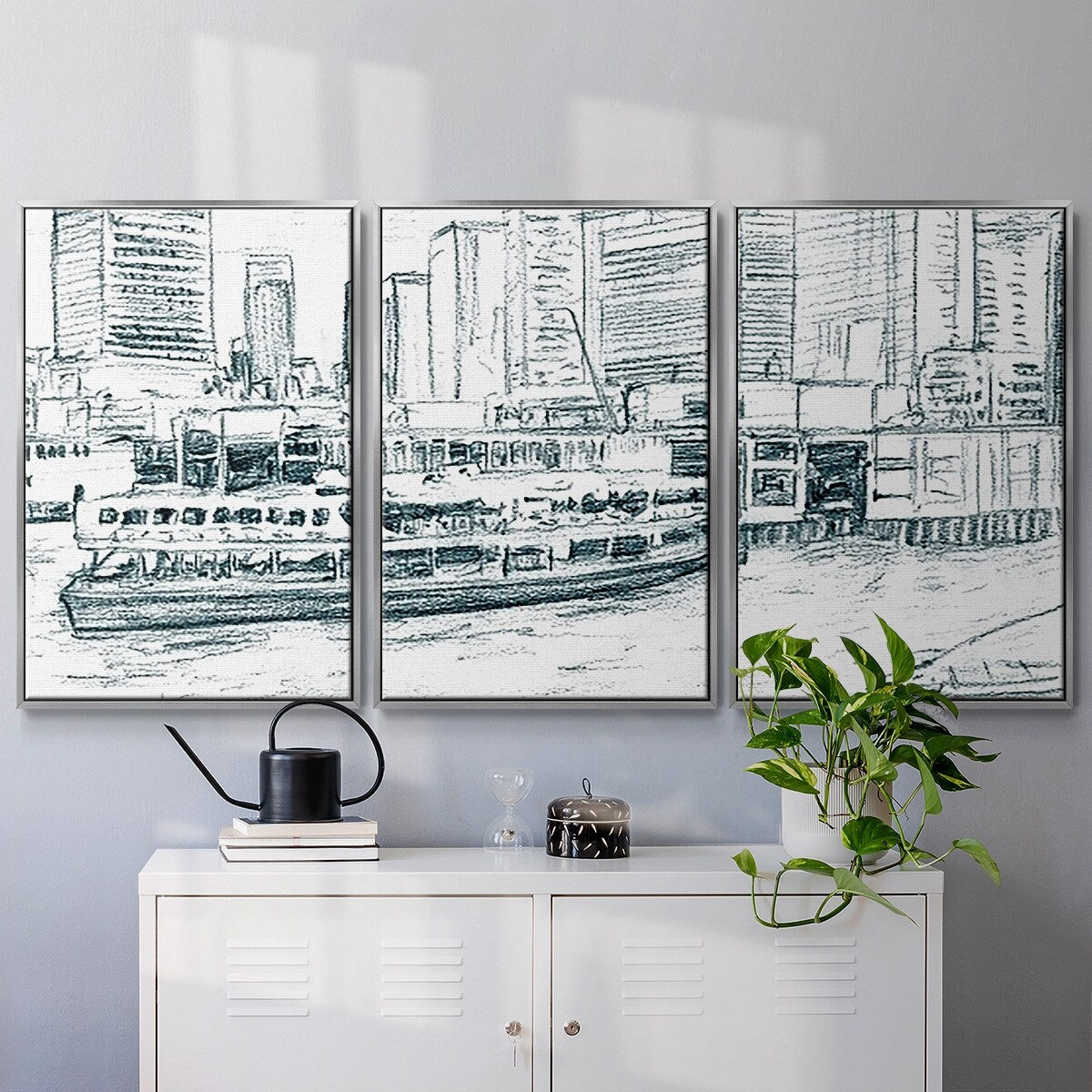Ferryboats IV - Multi Piece Framed Canvas