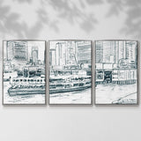 Ferryboats IV - Multi Piece Framed Canvas