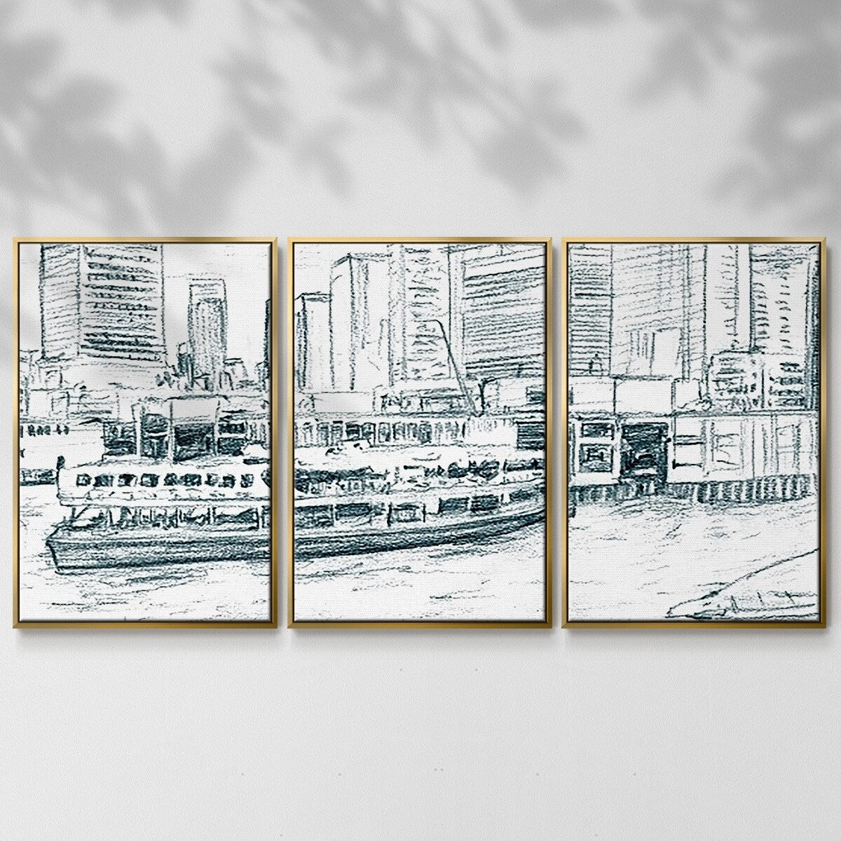 Ferryboats IV - Multi Piece Framed Canvas