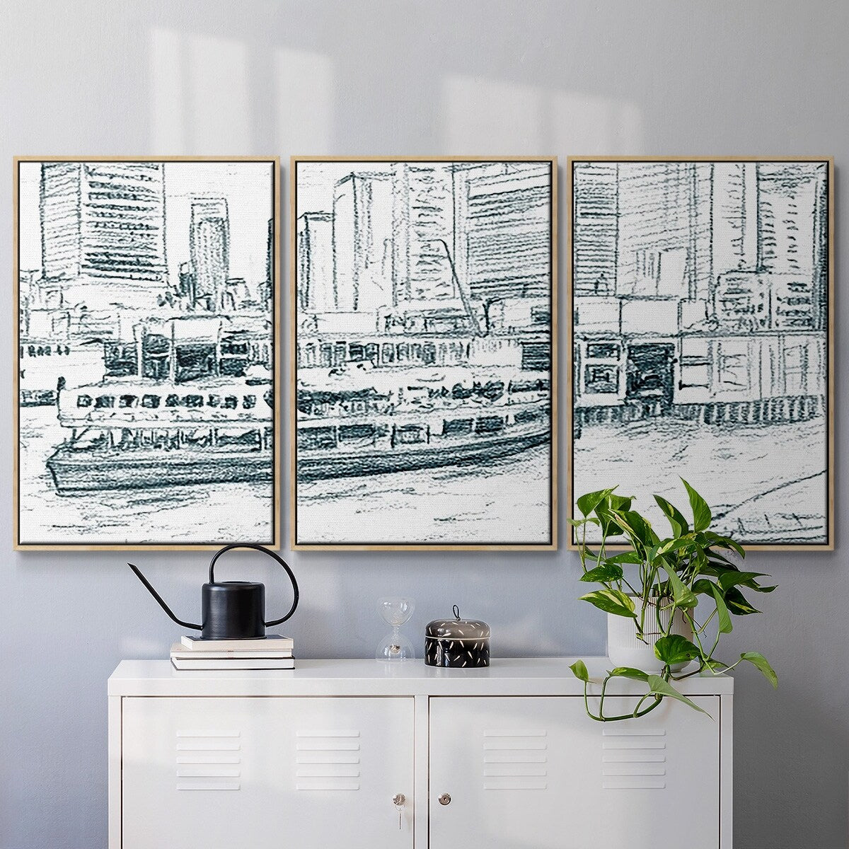 Ferryboats IV - Multi Piece Framed Canvas