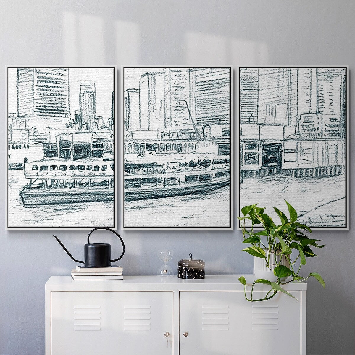Ferryboats IV - Multi Piece Framed Canvas
