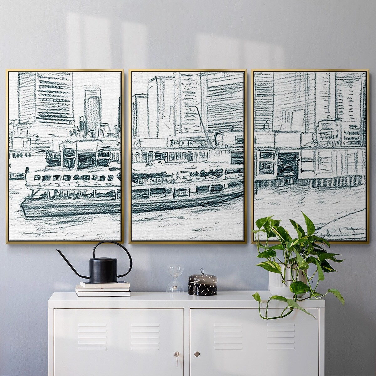 Ferryboats IV - Multi Piece Framed Canvas