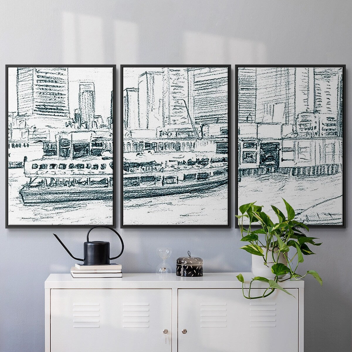Ferryboats IV - Multi Piece Framed Canvas