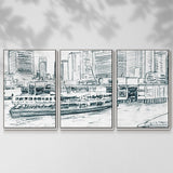 Ferryboats IV - Multi Piece Framed Canvas